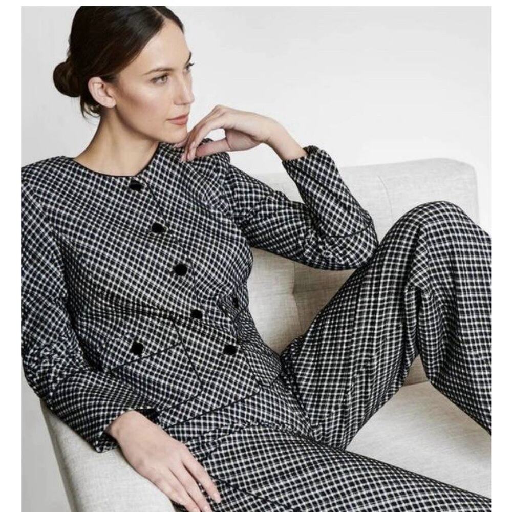 NEW SPANX Women’s PONTE Lady Jacket Jacquard Plaid Cropped Blazer Black Large - Picture 13 of 14